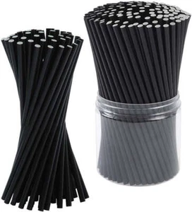 Black Plastico Naturelle Cocktail Paper Straw 200mm x 6mm - Pack of 1000 Straws - Picture 1 of 2