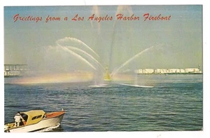 FIREBOAT Fire Boat LOS ANGELES HARBOR Greetings California CA Postcard - Picture 1 of 2