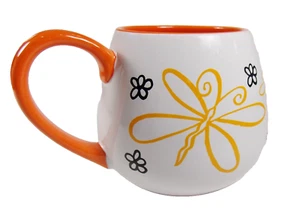 Orange Kaffeebecher Schmetterling Keramiktasse - Bild 1 von 6