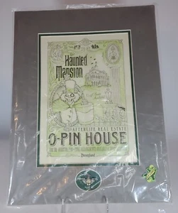 Disney Parks Haunted Mansion O-Pin House Matted Print 14x18 - Picture 1 of 8