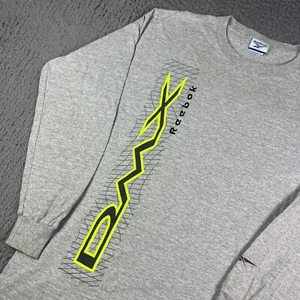 Vintage Reebok DMX T-Shirt Mens Large Gray Long Sleeve USA Made 90s Rap Tee - Picture 1 of 10