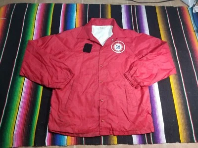Vintage 80s Soccer Coach Windbreaker Red Jacket Size Medium Chest 20.5 Length 27 - Image 1 of 4