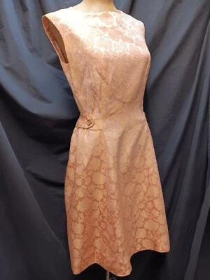 Vintage 1960's Pink & Metallic Gold Rayon Mod Dress Size Medium - Image 1 of 4