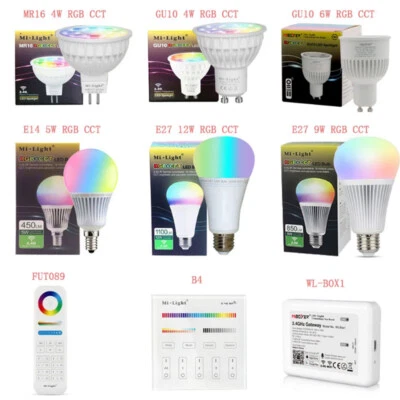 Mi Light / MIBOXER MR16 GU10 E14 E27 Led Lamp 4W 5W 6W 9W 12W RGBW/RGBWW/RGB+CCT - Image 1 of 4