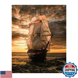 Blackbeards Pearl Pirate Ship Home Decor - Wall Art Print Great Mens Gift- Ho - Picture 1 of 5