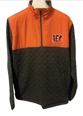 NWT G-III Cincinnati Bengals Men's Quilted Half Zip Pullover Black Orange XXL - Image 1 of 4