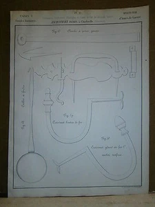Planche/Gravure 19° Manufacture fonte Jacquemart Charleville "Clanche Croissant - Imagen 1 de 1