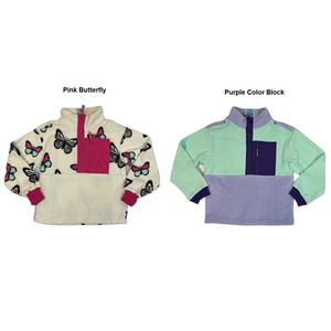 Member's Mark Girls Relaxed Fit Half-Zip Easy Pull-On Fleece Jacket - Picture 1 of 4