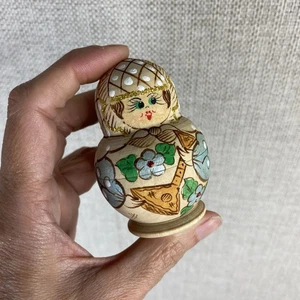 Vintage Matroschka Volkskunst russische verschachtelte Puppen Pyrographie Farbe Gold Blau 5 - Bild 1 von 6