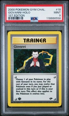 ✨ PSA 9 MINT ✨ 2000 Pokémon Gym Challenge #18 Giovanni 1st Edition Holo - Image 1 of 2