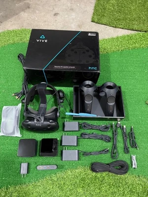 HTC Vive VR Virtual Reality Headset w/ Deluxe Audio Strap, Controllers & Cables! - Image 1 of 4