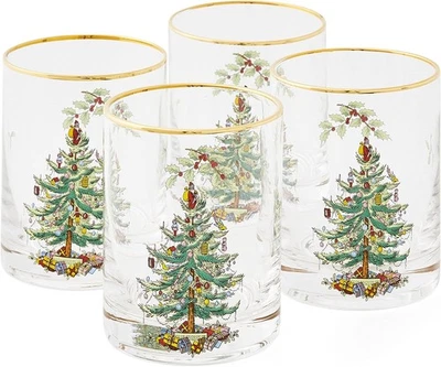 Spode Árbol de Navidad 14oz Doble Antiguo Vaso, Juego de 4 Foto 1 de 4