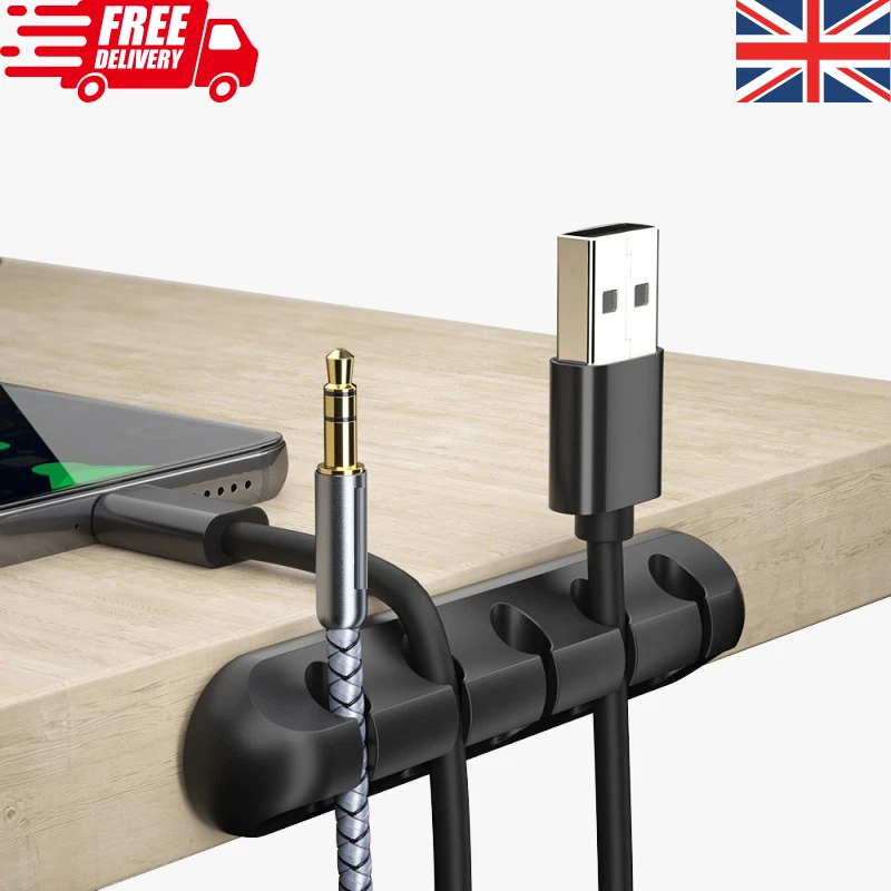 Cable Holder Ties Management Clips Tidy Lead Desk Charger Wire USB Organiser - Image 1 of 4