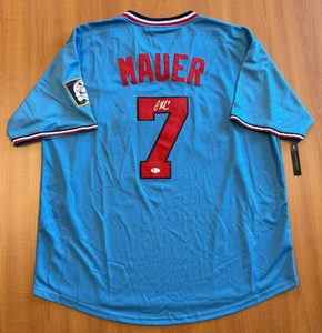 Joe Mauer Autographed Signed Minnesota Twins Throwback Jersey Sz XL PSA/DNA COA - Picture 1 of 4