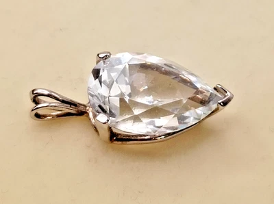  AJUSTE de oro blanco sólido de 14 quilates corte pera circonita cúbica = 2,7 gramos # 857 Foto 1 de 4