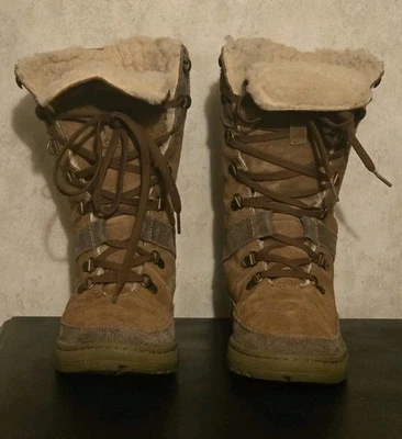 Botas con cordones Bearpaw marrón gamuza y lana para mujer talla 9 Foto 1 de 4