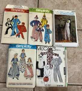 Costume Sewing Patterns Lot of 5 Kids Simplicity/McCall. Uncut+Cut. Some Vintage - Picture 1 of 12