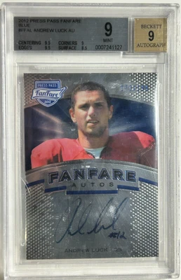 Andrew Luck AUTO~RC #/199 Press Pass Blue 2012 Rookie Autograph BGS 9 Mint Colts - Image 1 of 2