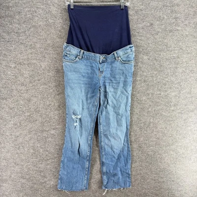 Pantalones de mezclilla para mujer Asos 4 azul maternidad lavado claro tiro alto bolsillos cortados Foto 1 de 4