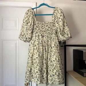 SOFIE THE LABEL cream yellow tea party babydoll puff short sleeve tie back mini - Picture 1 of 10
