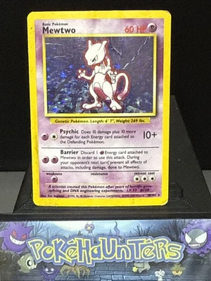 Pokemon Card Mewtwo 10/102 Holo Rare Base Set WOTC 4TH PRINT Played 3 - Image 1 of 4
