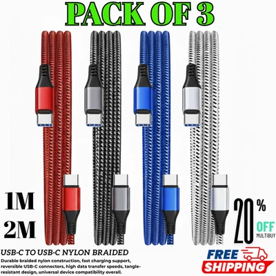 Type C to Type C Cable USB C Fast Charger Samsung Lead For iPhone 15 16 Pro Max - Image 1 of 4