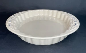 LONGABERGER Pottery Woven Traditions Classic Blue 11” Handled Quiche Dish EUC - Picture 1 of 15