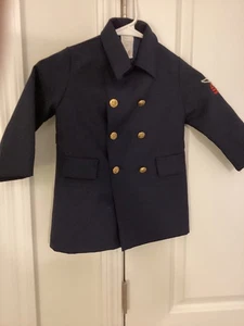 Boys NAVY replica 6 front button coat size 4 lined - Picture 1 of 4