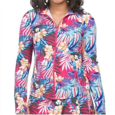 Tommy Bahama Golf & Tennis Small Floral Tropical Full Zip Thumbholes Jac… - Image 1 of 4