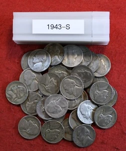 1943-S Jefferson War Nickels 40 Coin roll Circulated 35% Silver Nickel - Picture 1 of 5