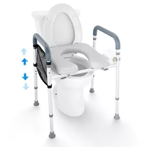 VEVOR Raised Toilet Seat 19.3"-25.2" 350 lbs Universal Toilet Riser for Elderly - Picture 1 of 12