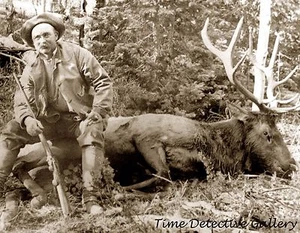 Elk Hunter with Kill - circa 1870s - Historic Photo Print - Picture 1 of 1