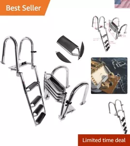 4 Steps Telescoping Boat Ladder Reinforce Dock Ladder Heavy Duty Swim Deck La... - Picture 1 of 8