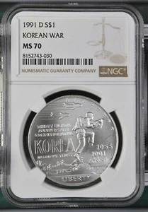 MS70 1991-D Korean War Commemorative Dollar NGC - Picture 1 of 2