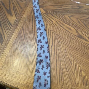 Christian Dior 100% Silk Men’s Necktie 55”x3.5” Grey With Maroon And Blue Paisle - Picture 1 of 7