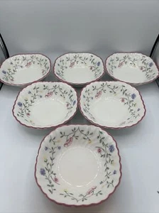 6-Johnson Brothers Bros SUMMER CHINTZ England Square Cereal Bowls 6-1/8" - Picture 1 of 12