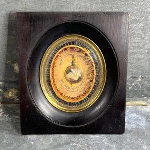 Cadre Reliquaire en Bois, Verre Bombé avec Paperolles et Pendentif Cheveux XIXe - Picture 1 of 9