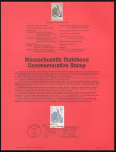 US. SP805. 2341. 22c. Massachusetts Statehood 200th Anniv.. Souvenir Pages. 1988 - Picture 1 of 1