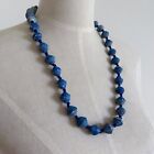 blue recycled paper bead necklace long layering necklace bohemian boho