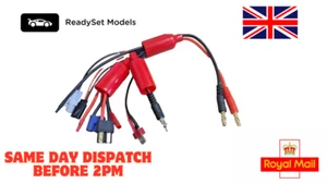 7 in 1 RC Lipo Battery Charging Cable 4mm Banana Plug Charger Adapter Lead UK - Picture 1 of 7