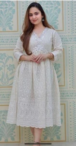 Beautiful sequence work anarkali gown party wear dress cotton short dresses suit - Picture 1 of 7