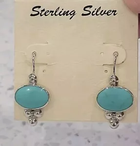 Sterling Silver And Turquoise Earrings. Marked ATI 925 MEXICO MSRP $48 - Picture 1 of 4