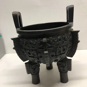 9.5” China Pure Bronze Dragon Beast Ding Tripod Incense Burner Censer - Bild 1 von 9