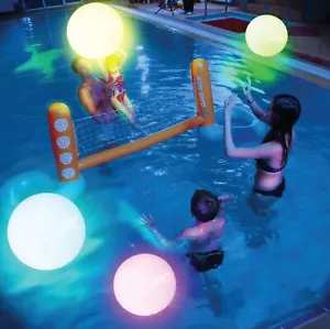Pool Toys - 4 Pack Light Up Beach Balls for Kids w/ 8 Light Modes Pool Beach - Picture 1 of 7