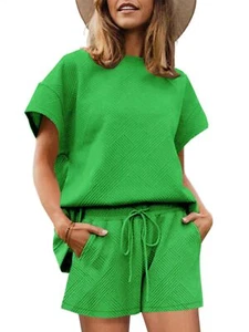 Womens 2 Piece Lounge Sets Short Sleeve Tops and Shorts Travel Outfits Pajama... - Picture 1 of 4