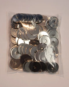 Stahlmünzen, 23,25x1,5mm, gelocht, vernickelt, 100 Stück, Wertmarke - Bild 1 von 3