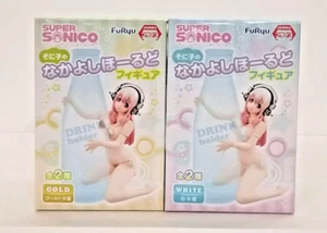Super Sonico Friend Hold Figure Swimsuit Ver. White & Gold Set of 2 FuRyu 2015 - Picture 1 of 22