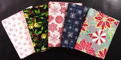 5 cuartos de grasa - Impresiones navideñas - Acolchado, costura - 100 % algodón 5438 Foto 1 de 2