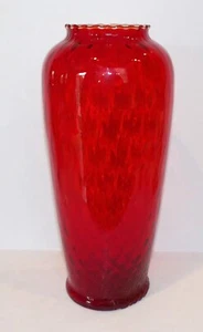 FABULOUS LARGE VINTAGE EMPOLI ART GLASS RED/AMBERINA DIAMOND QUILTED 13" VASE - Picture 1 of 16