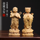 A Pair Hand Carved Natural Boxwood Netsuke: Boys Girls “金童玉女”“百年好合” Wedding Gift